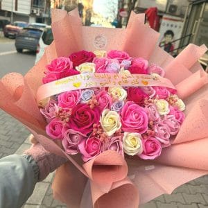 Bahar Esintili Kokulu Mum Çiçek Buketi